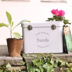 Seed Storage Tin Seed Packet Storage Grey -Outdoor Garden Care Shop french grey seed tin