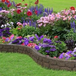Flexible Garden Border Rockwall Effect, Brown 1.2m