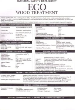 Eco Wood, Safe Natural Wood Treatment 4.5 Litres -Outdoor Garden Care Shop safety data sheet eco wood treatment