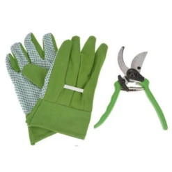 Garden Gloves And Shears Set Green