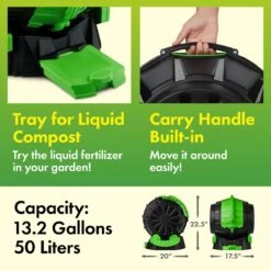 Tumbling Barrel Rolling Composter 50L 13 Tumbling Barrel Rolling Composter 50L -Outdoor Garden Care Shop tumbling composter rolling barrel outdoor composting accelerator