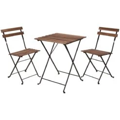 Wooden Garden Bistro Set Table And 2 Chairs